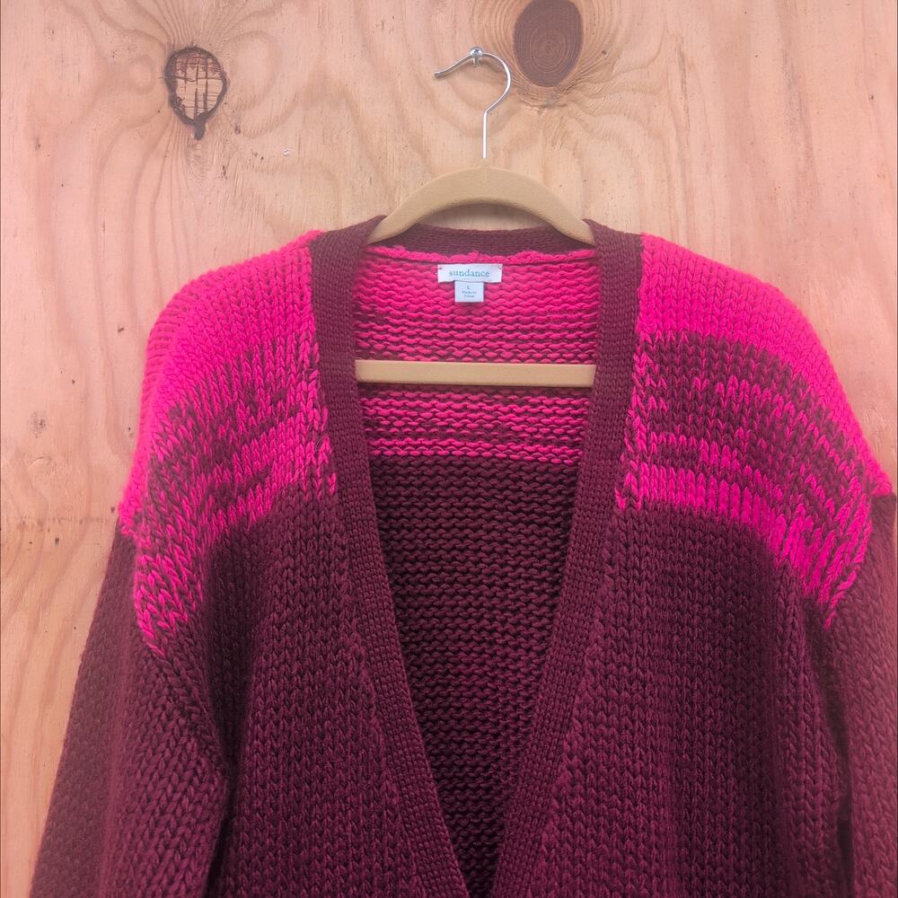 Sundance ChunkyKnit MoriKei Wool Blend LagenLook Cardigan Sweater Women's Large - Picture 2 of 8